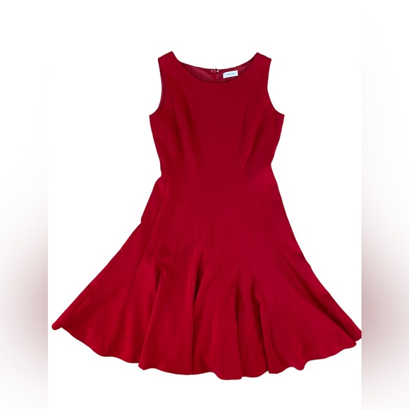 Calvin Klein Sleeveless Red A-Line Dress, Size 4 - Picture 1 of 4